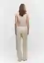 Pantalón Bo Beige Talla 36 Mujer Mango