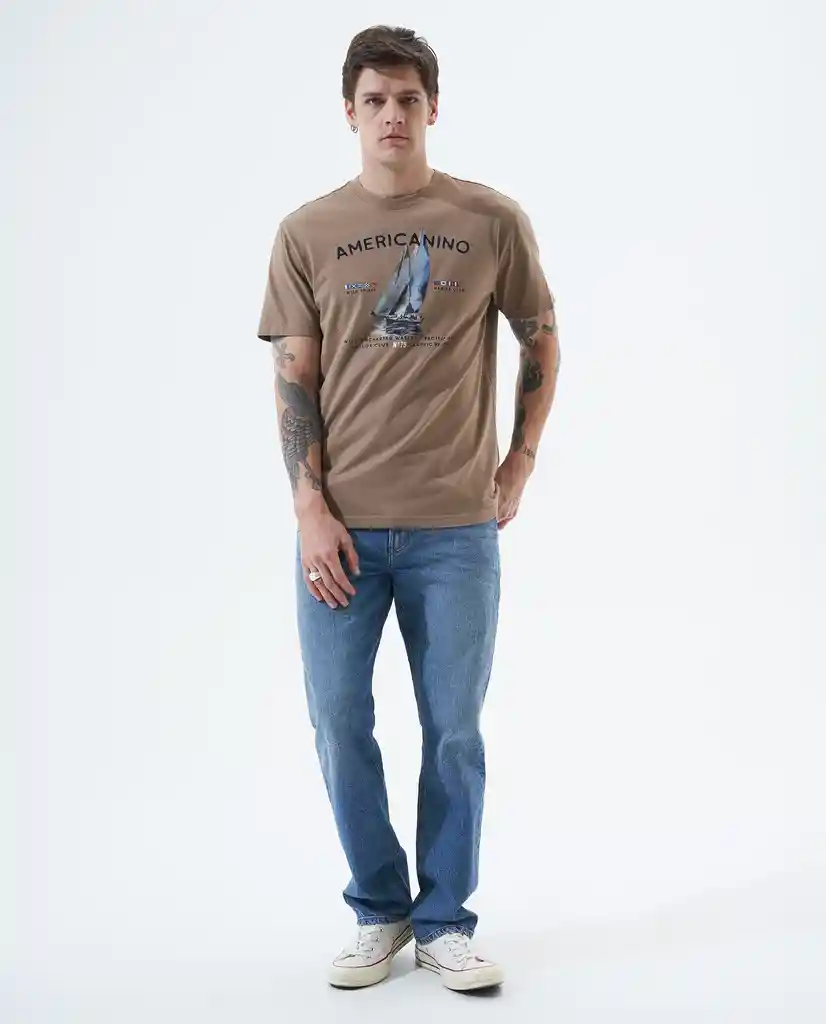 Camiseta Hombre Café Talla XL 841f005 Americanino