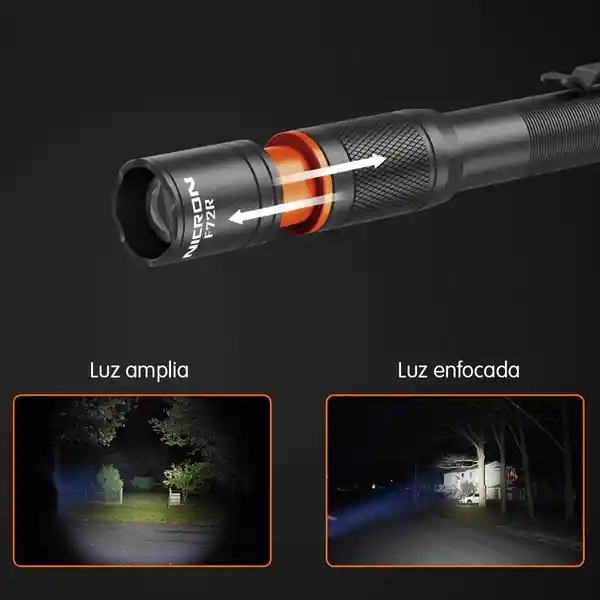 Nicron Linterna Con Zoom Negra F72R