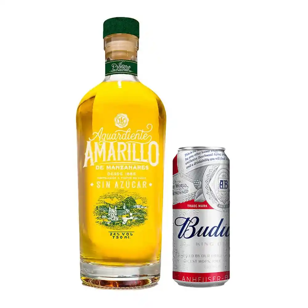 Aguardiente Amarillo De Manzanares 750 + 1 Cerveza Budweiser 269