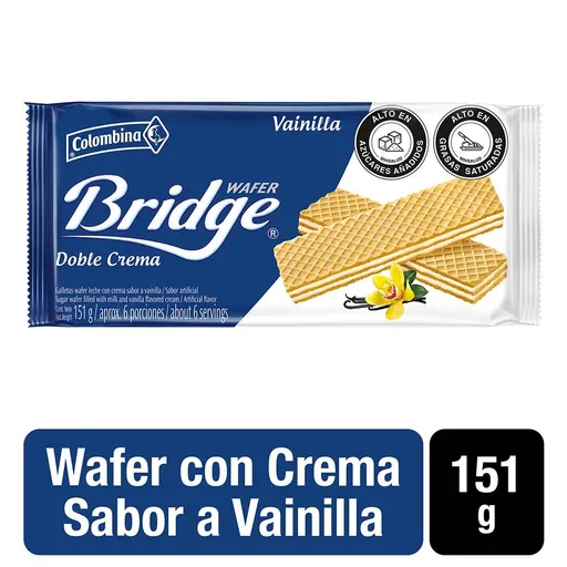 Bridge Galletas Wafer Doble Crema Sabor a Vainilla