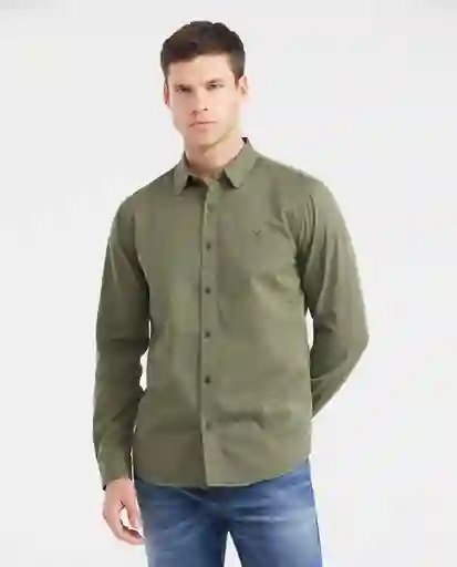 Camiseta Dyed Twill M/L Verde Olivo Ultra Oscuro T. M Chevignon