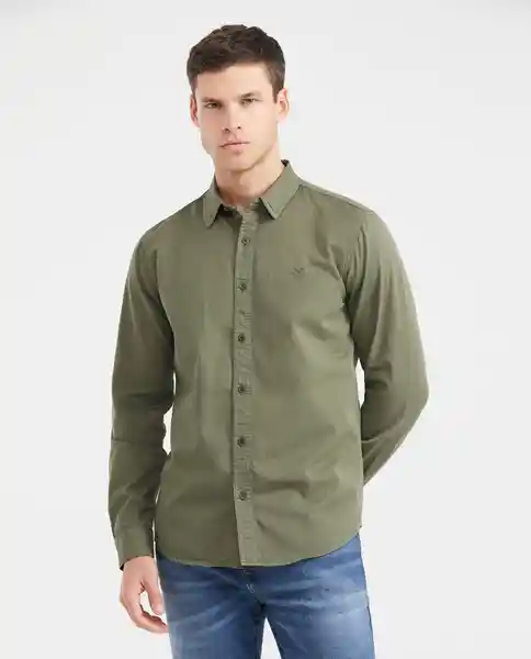 Camiseta Dyed Twill M/L Verde Olivo Ultra Oscuro T. M Chevignon