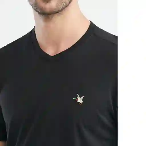 Camiseta Básica Cuello V Hombre Negro Talla L Chevignon