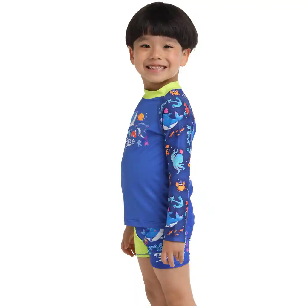 Camiseta Manga Larga Sunshine Dolphin Friends Bebe Masculino Azul-06