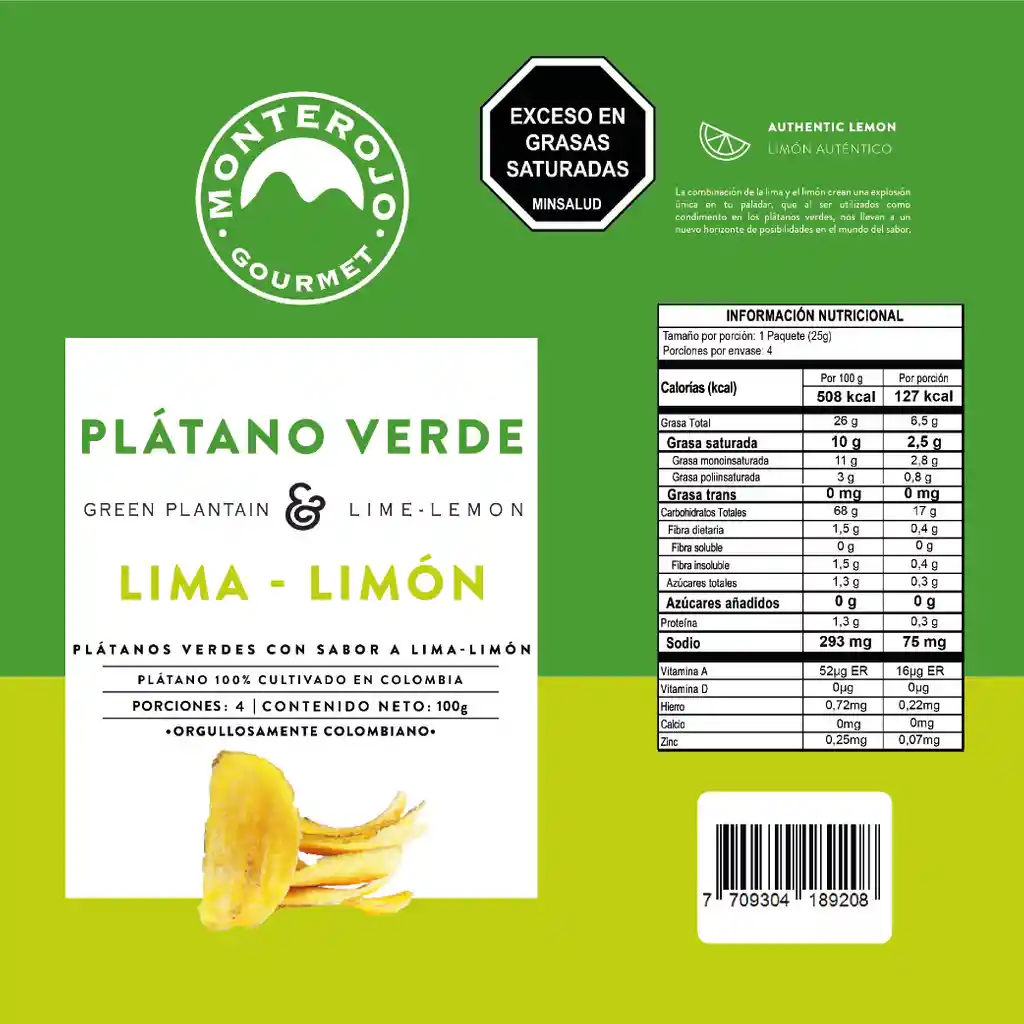 Monterojo Platanos Verdes Lima Limon 100gr