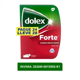 Dolex Acetaminofen Forte Alivio del dolor fuerte Rápida absorción x 28