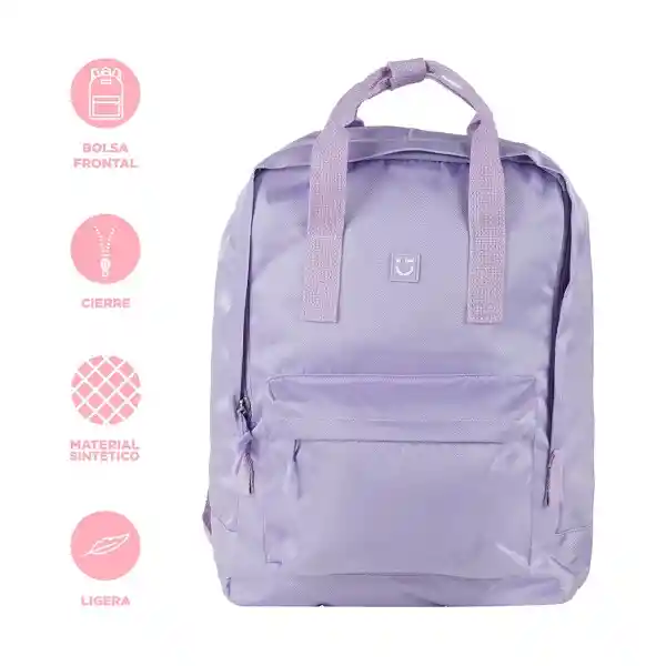 Maleta Escolar Rectangular Con Asa Lila Serie Miniso