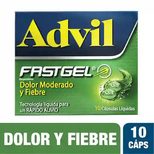 Advil Fast GeL Alivio de Dolor Moderado y Fiebre 10 Cáps