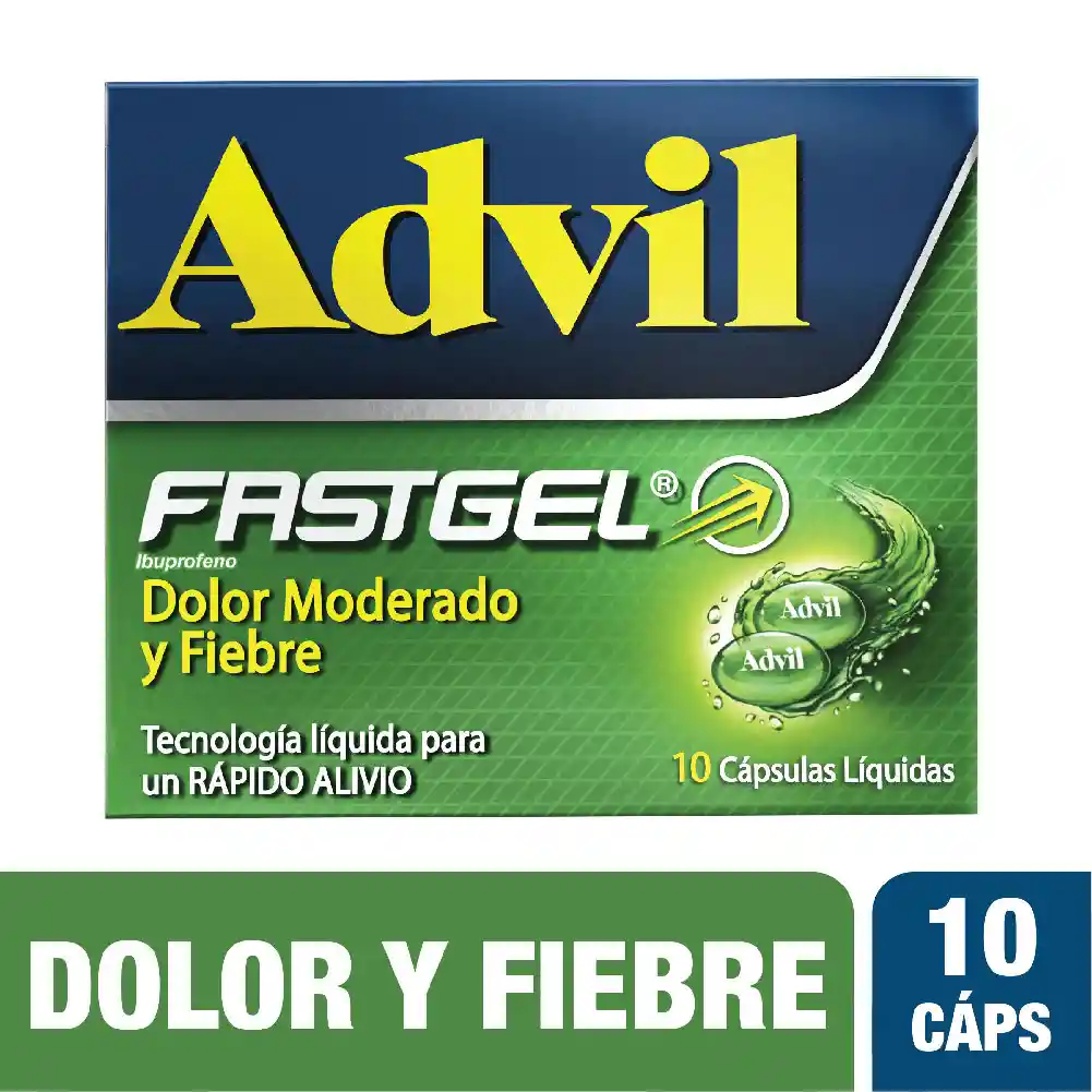 Advil Fast GeL Alivio de Dolor Moderado y Fiebre 10 Cáps