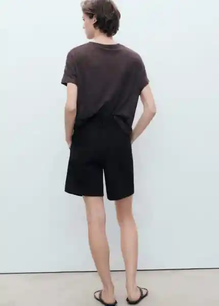Bermuda Marina Tejano Negro Talla 40 Mujer Mango