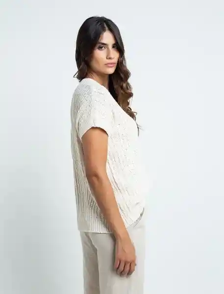 Blusa Tejido Mujer Crudo Creme Claro Talla M/L 589E069 Naf Naf