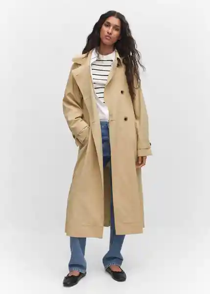 Abrigo Trench Copito Beige Talla M Mujer Mango