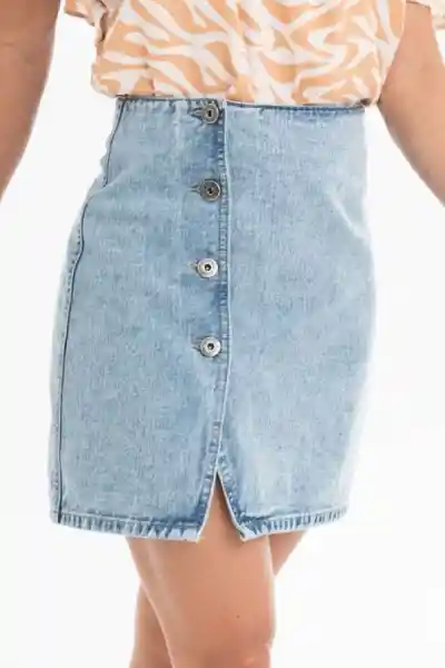 Regged Falda Creta Denim Color Azul Medio Talla 8