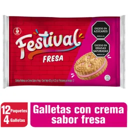 Festival Galletas Tipo Sándwich Rellenas con Crema de Fresa