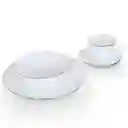 Vajilla Vitrocerámica Borde Dorado 4 Puestos 16 Piezas