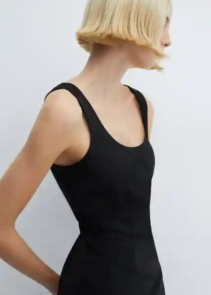 Vestido Bengala Negro Talla M Mujer Mango