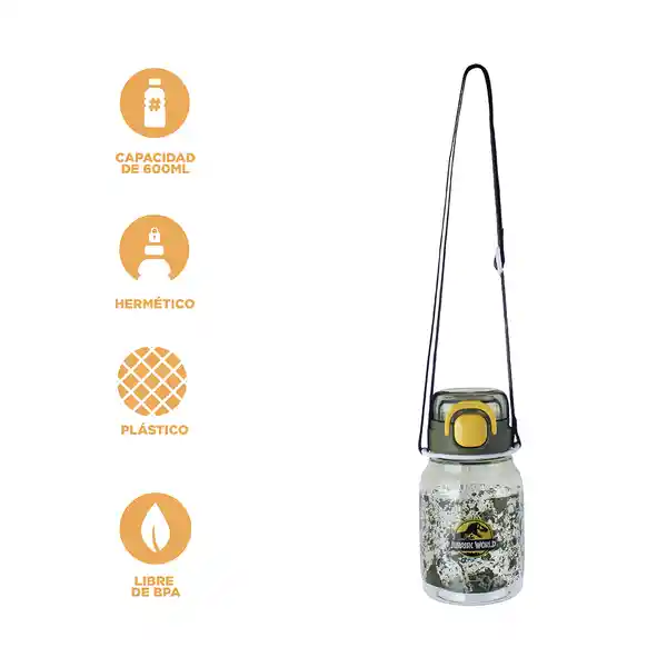 Vaso Plástico Correa Hombro Jurassic Verde Oscuro 600 mL Miniso