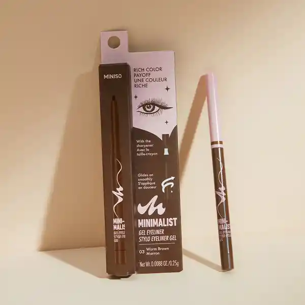 Delineador de Ojos en Gel Warm Brown Serie Minimalist 03 Miniso