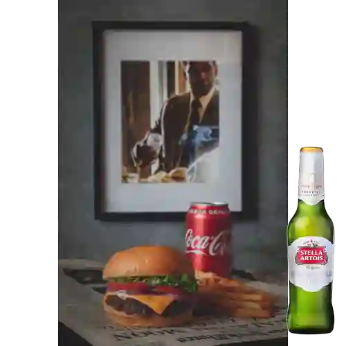 Combo Cheese Burger + Papas Francesas + Stella Artois 330ml