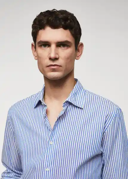 Camisa Saltes Navy Talla L Hombre Mango