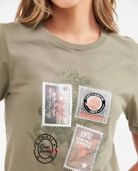 Camiseta Graphic Postal Verde Cerro Oscuro Talla S Chevignon