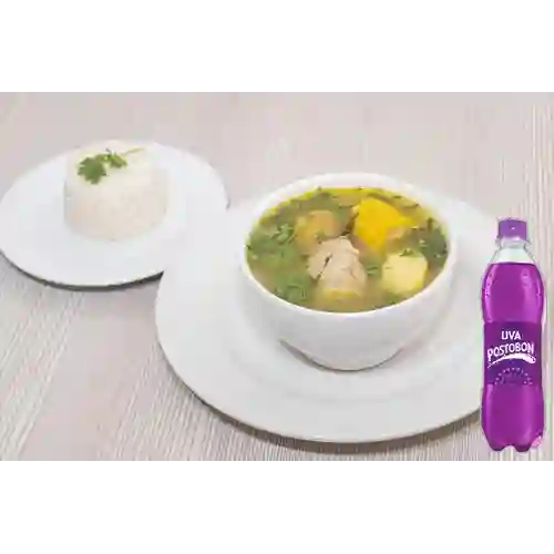 Combo Sopa de Pollo Grande + Postobon Uva 400 ml