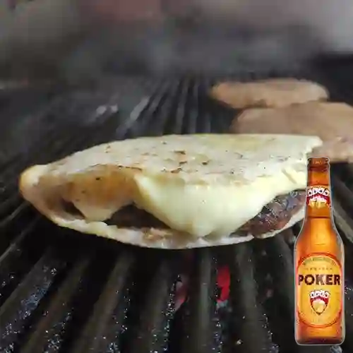 Combo Burguer Casera + Cerveza Poker