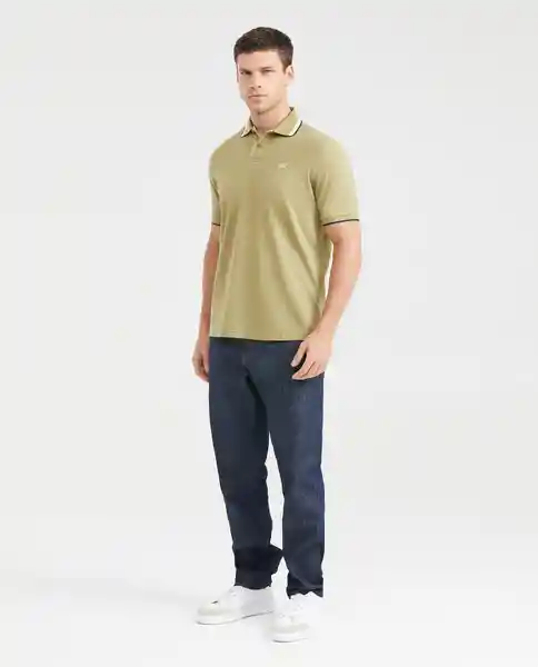 Camiseta Polo Neck Stripes - C57 Verde Boa Oscuro L Chevignon