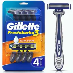 GILLETTE Prestobarba 3 Cuchilla de Afeitar Máquina de Afeitar Hombre Desechable Afeitado al Ras y Extra Suave 4 Uds