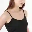 Camiseta Cuello V Manga Tiras Negro Talla S 726641