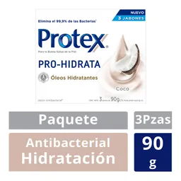 Jabón Antibacterial Protex Pro-Hidrata Coco Barra 90 g x 3