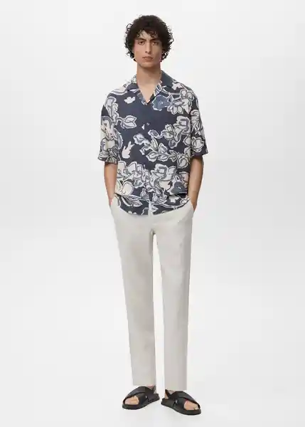 Camisa Scorcio Navy Talla L Hombre Mango