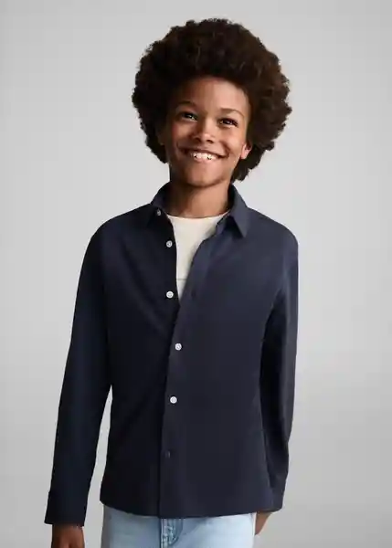 Camisa Fran Azul Talla 07 Niños Mango