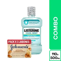 Combo Jabón Avena 110 g x 3 Und + Listerine Coolmint Zero 500 mL