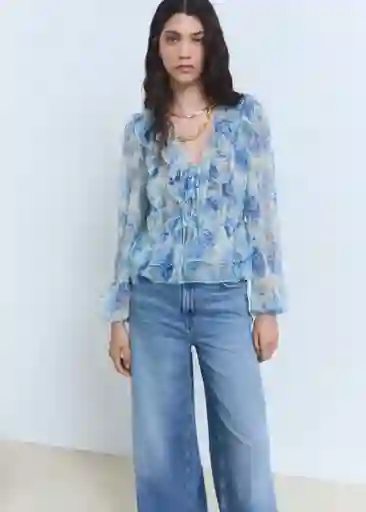 Blusa Ronaldi Celeste Talla M Mujer Mango