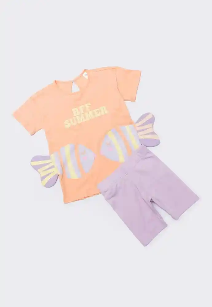 Conjunto Corto 18/24mese-naranja