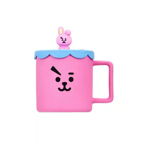 Bt21 Taza Cerámica Con Tapa de Silicona Cooky 425 mL