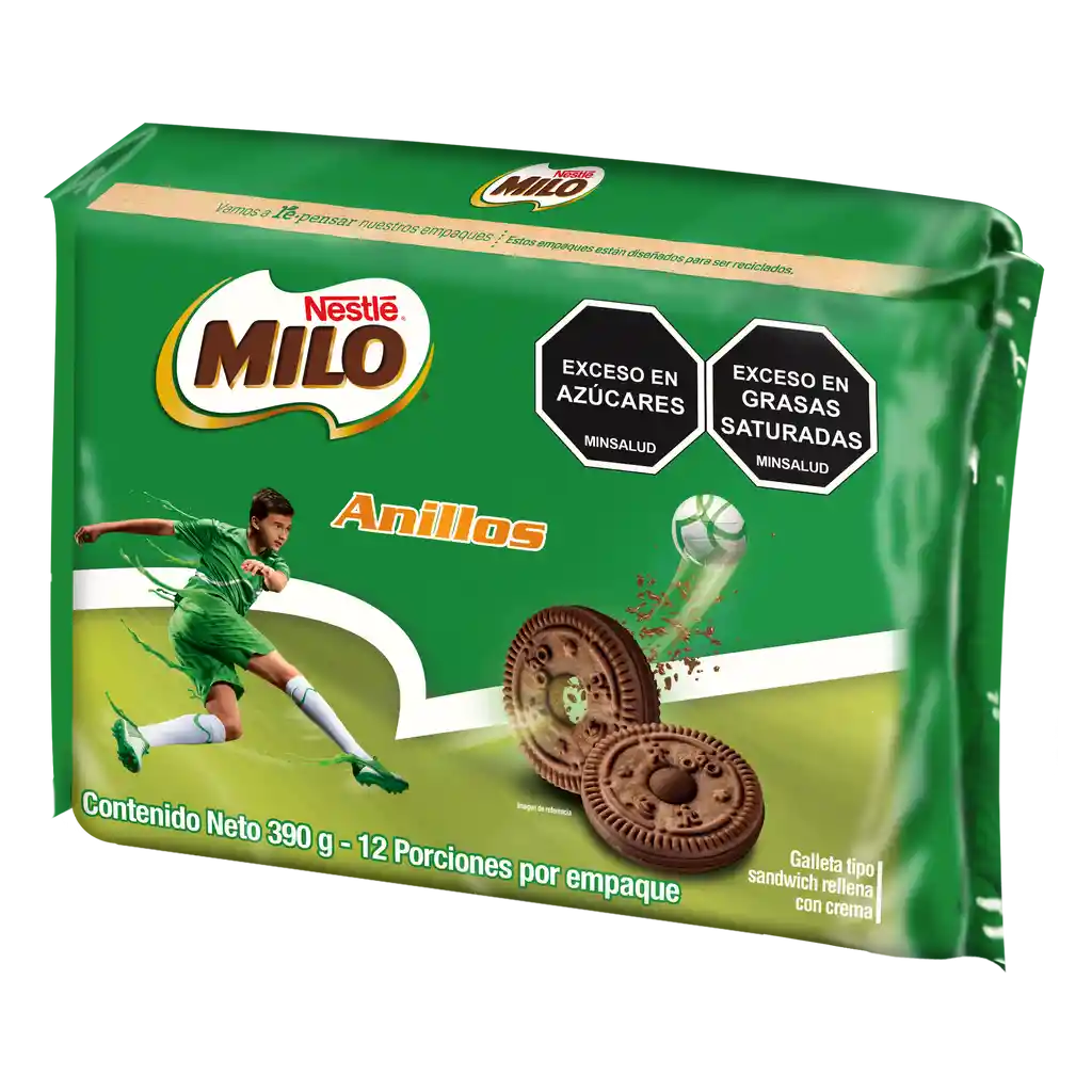 Galletas MILO Anillos rellenas con crema 12 Unds x 390g