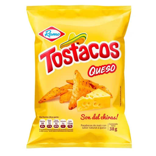 Tostacos Pasabocas de Maíz Sabor a Queso