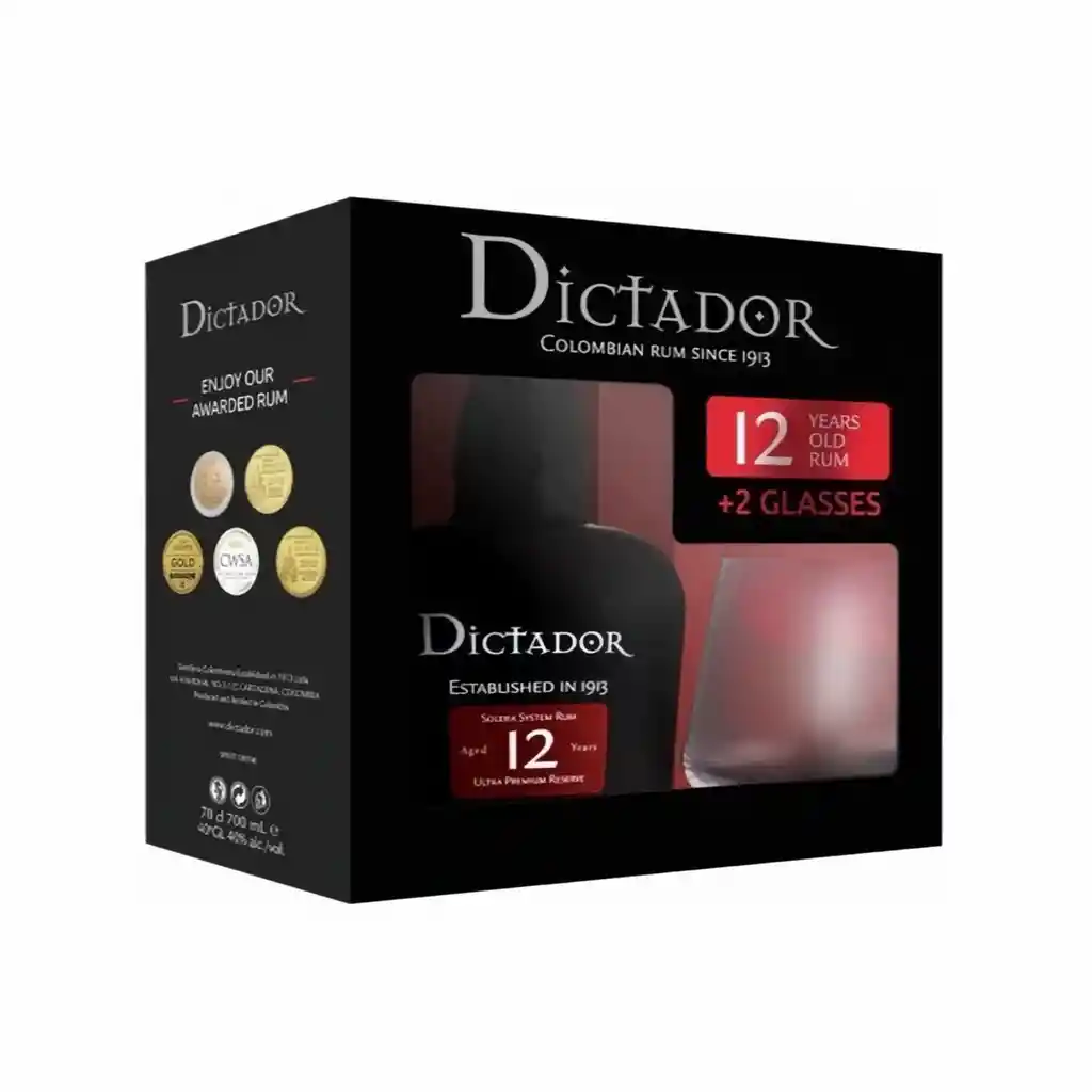 Dictador Ron + Vasos