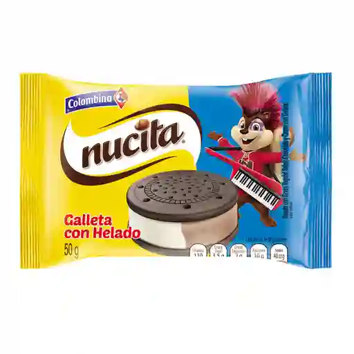 Nucita Galleta con Helado Sabor a Chocolate y Crema de Vainilla