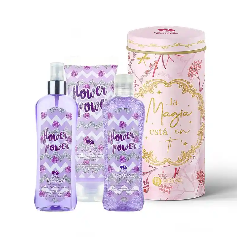 Ross D'Elen Set Body Splash Flower Power + Lotion Baño Liquido