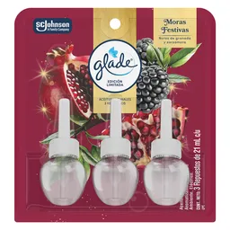 Glade Ambientador Aceites Naturales Moras Festivas 3 x 21 mL