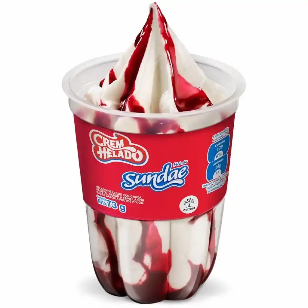 Crem Helado Helado Sundae de Vainilla y Frutos Rojos en Vaso