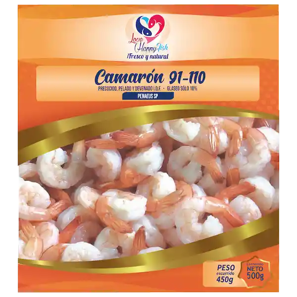 Love Happy Fish Camarón Precocido Pelado Desvenado 91-110 500 g