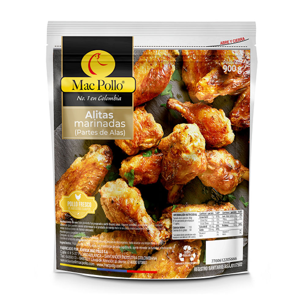 Mac Pollo Ala Marinadas Congeladas 900 g
