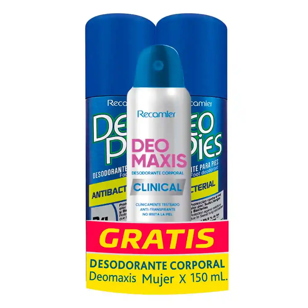 Deopies Pack Desodorante Pies Antibacterial + Deomaxis Mujer