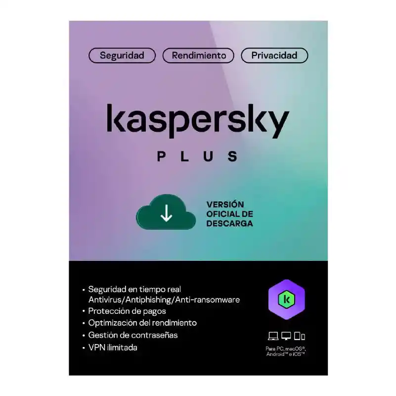 Antivirus Plus 1 Dispositivo 1 Año Kaspersky Kl1042ddafs