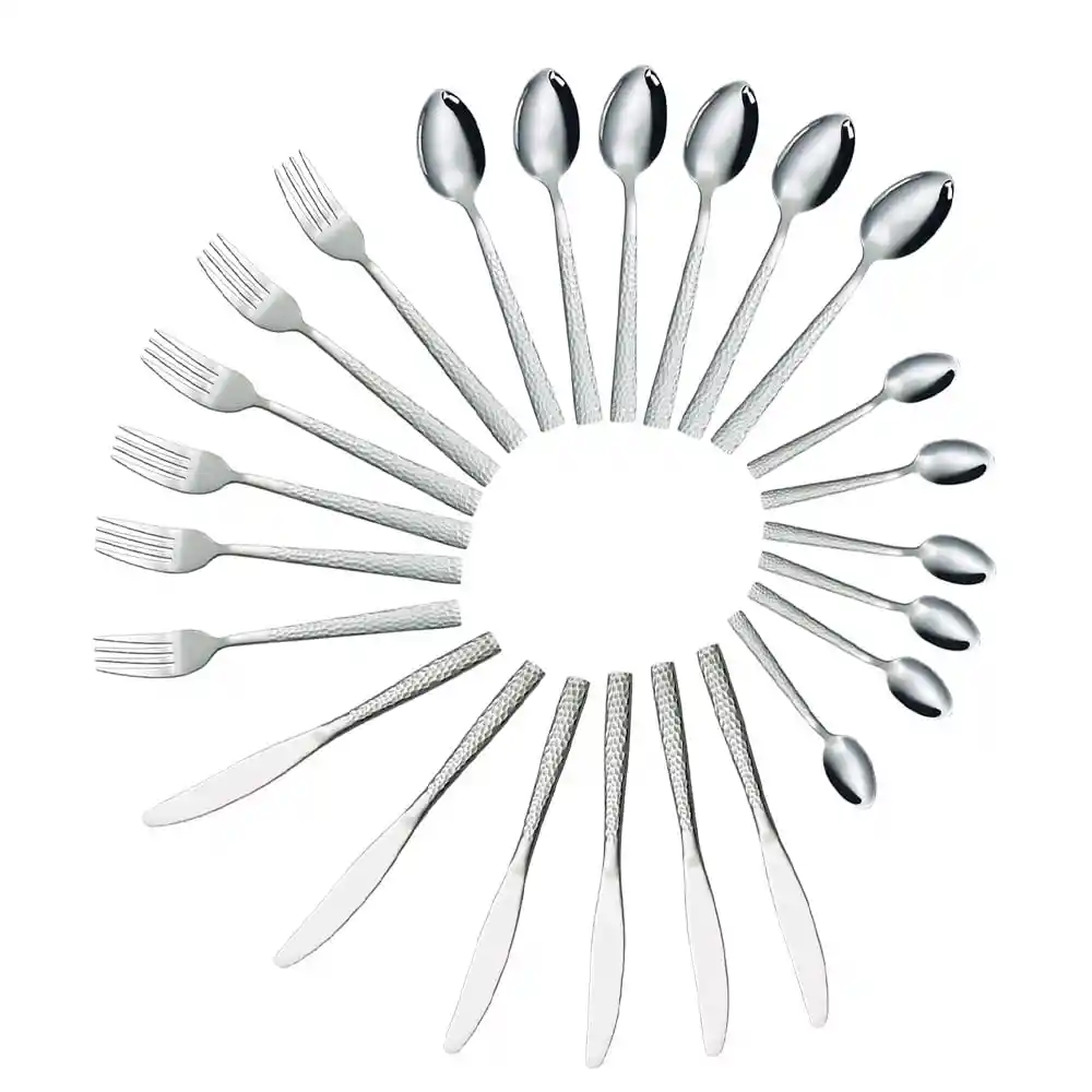 Juego 24 Cubiertos Martillado